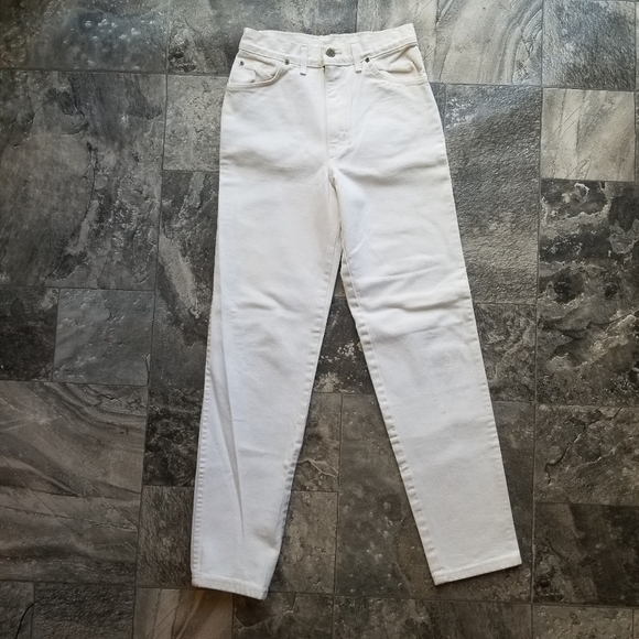 Vintage 90s y2k Off-White Denim High Rise Waisted Mom Jeans 25" Waist VSCO - Picture 2 of 10